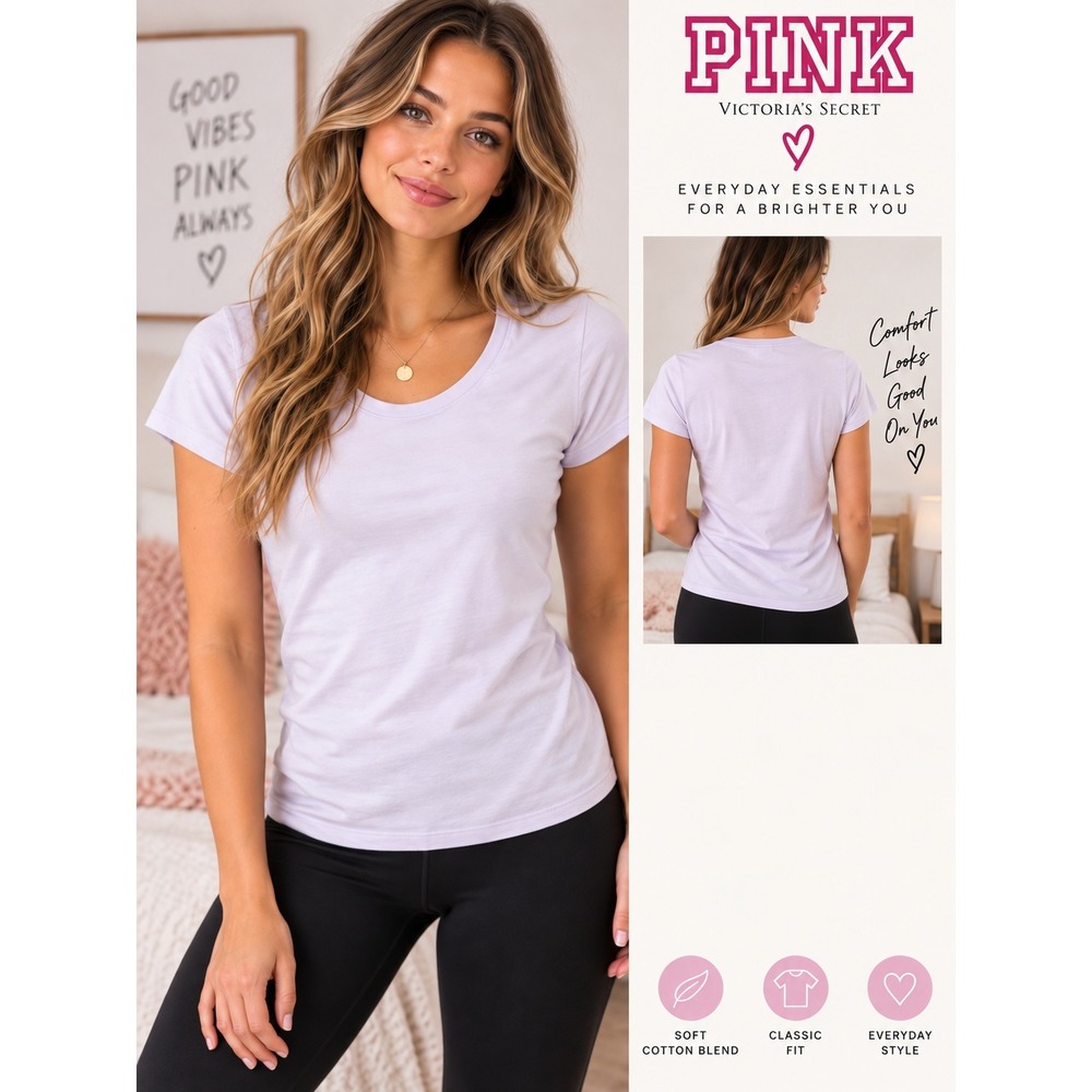 Victoria's Secret PINK Everyday Essentials T-Shirt Lavender Pink Medium